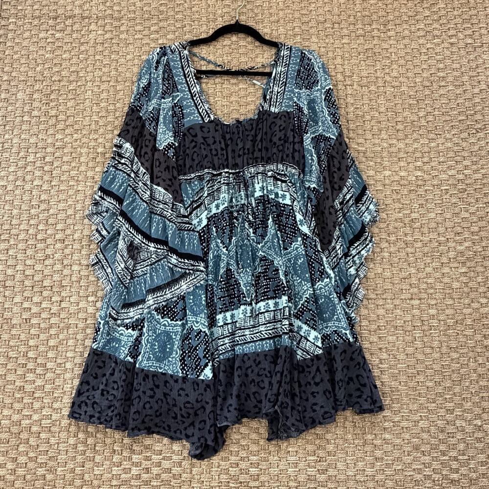 Free People Heart Of Gold Mini Dress Boho Flare Sleeves Women’s Size Small - Picture 13 of 16